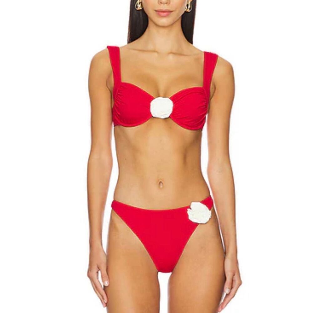 L*Space Stella Rose Bikini Set | Red and Cream in Medium